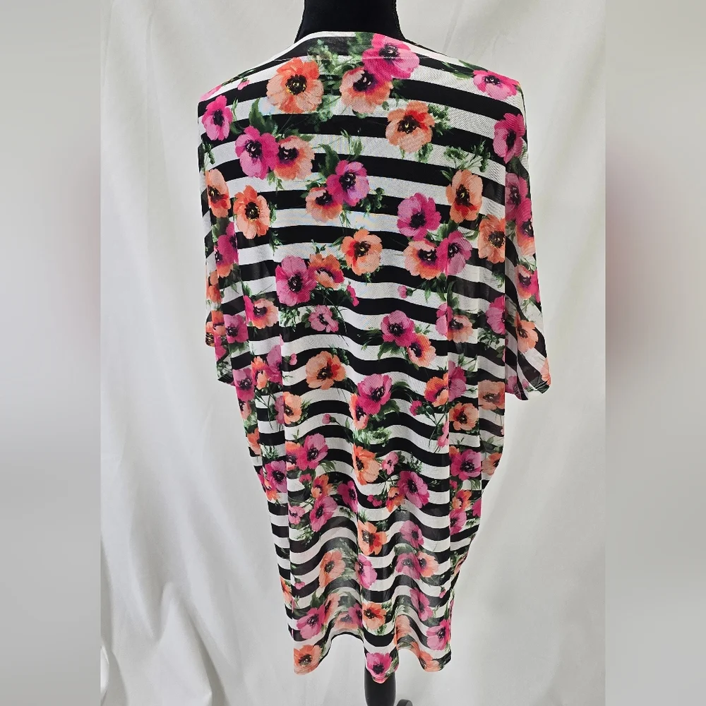 Torrid women 00/0 floral striped sheer boho kimono cover up‎ costal cottagecore - Picture 5 of 6